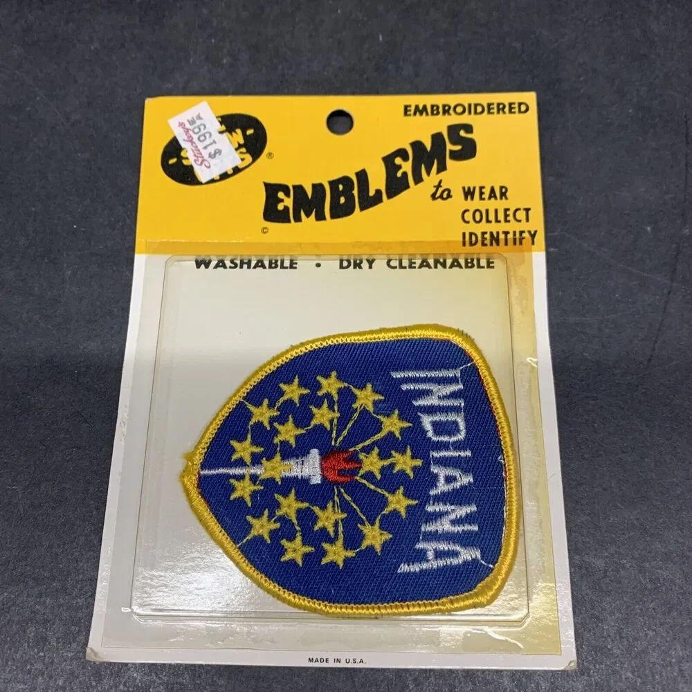 Vintage Embroidered Indiana, Torch, Stars